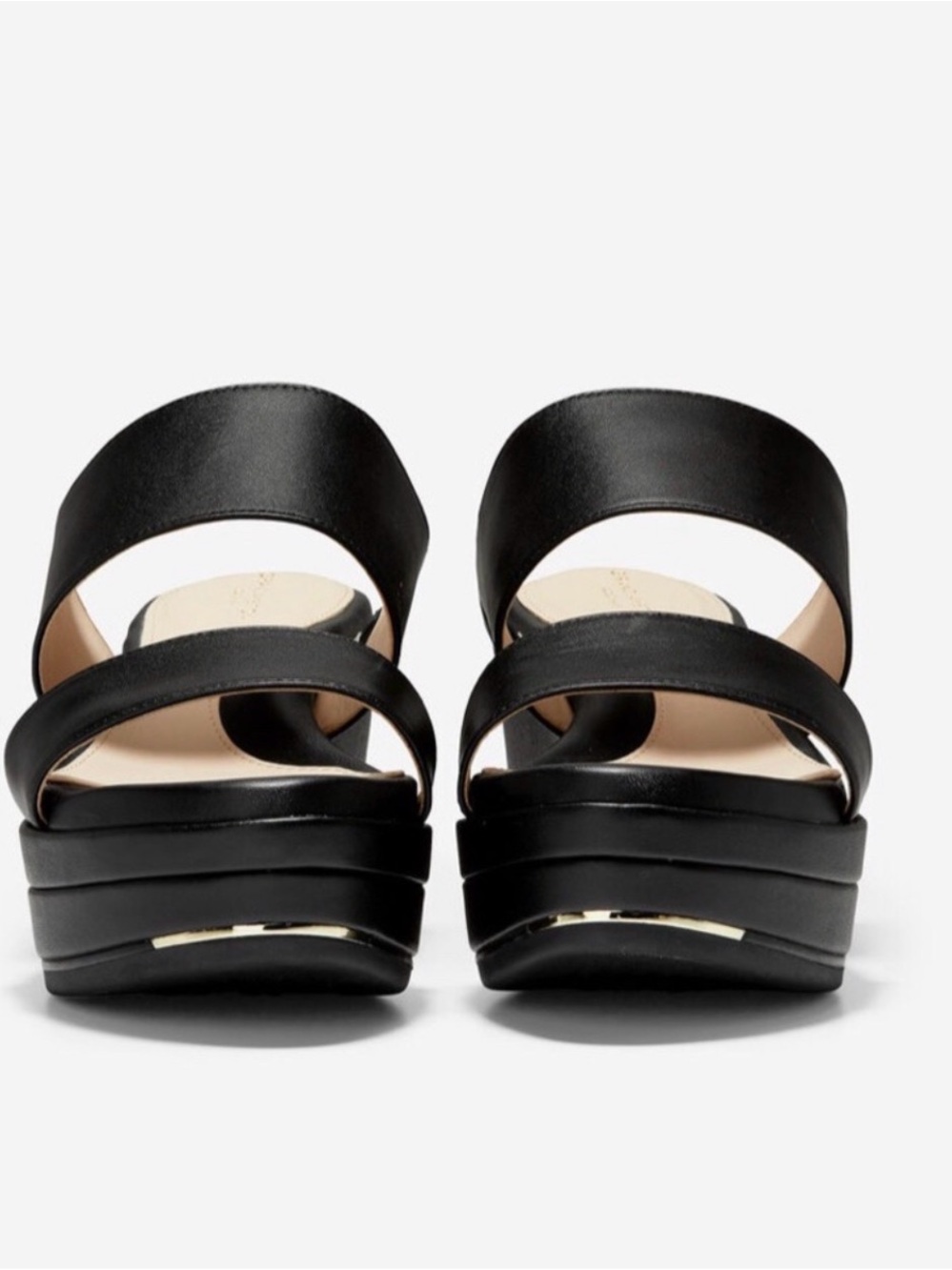 Cole Haan Grand Ambition smooth black leather platform slide/sandal. Size 10 - Picture 6 of 11